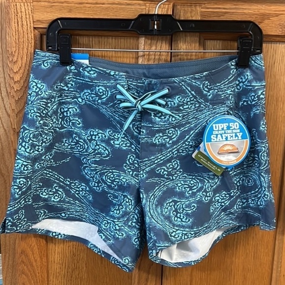 NWT Columbia Drainmaker Swim Board Shorts Aqua Windy Waters Print size 6 - Picture 2 of 16